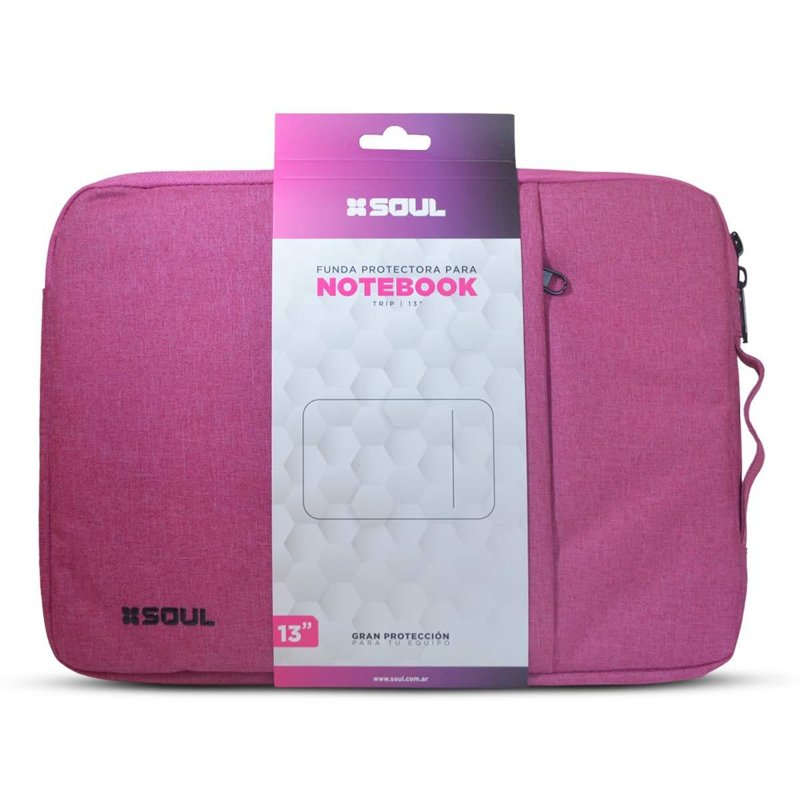 FUNDA NOTEBOOK SOUL 13.3" TRIP C/CIERRE+BOLSI ROSA