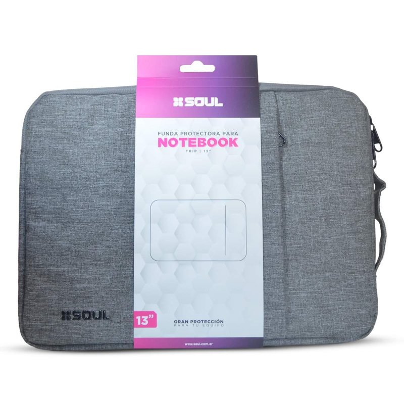 FUNDA NOTEBOOK SOUL 15.6" TRIP C/CIERRE+BOLSI GRIS